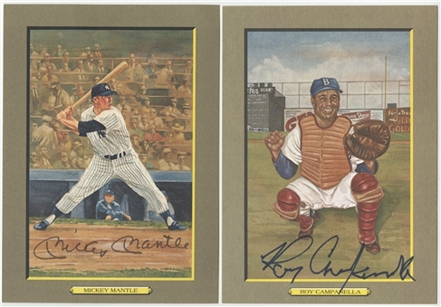 Perez Steele Great Moments Hall of Fame Complete Set of 108 including 67 signed (Mantle, Koufax, Mays, Aaron, Campanella and Reese) (JSA Auction Letter)